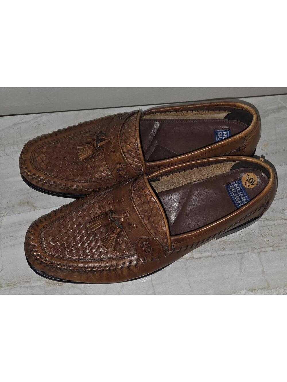 Nunn Bush Men's Brown Woven Leather Tassel Loafers Size 10.5